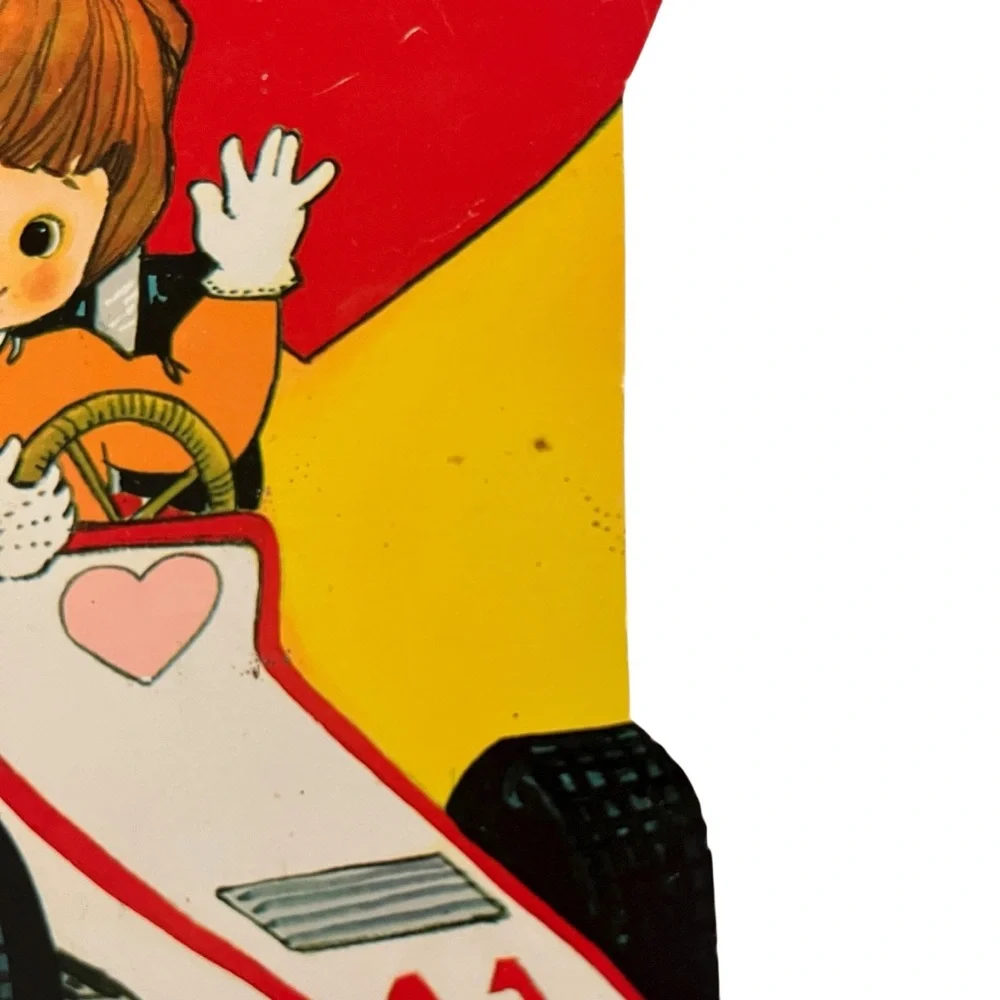 Unused Vintage Greeting Card Valentines Day Die Cut For a Fine Son Speed Racer
